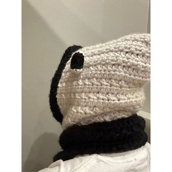 Handmade adult crocheted panda hat - Picture 3 of 4